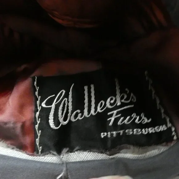 VTG Walleek's Furs Pittsburgh Adult Mink Hat 10" Diameter Light Brown Satin Line - Picture 13 of 14